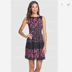 Betsey Johnson Print Mixed Media Fit & Flare Dress (1172)